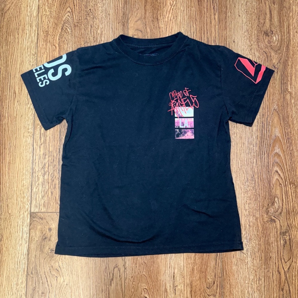 Fresh Laundry Boys M Black Los Angeles City of Angels Graphic Shirt Streetwear